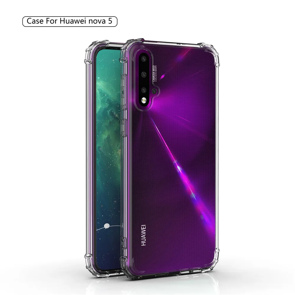 Мягкий чехол для телефона HuaWei Mate30Lite Nova5i Nova5 5Pro P30Lite угловой бампер прозрачная