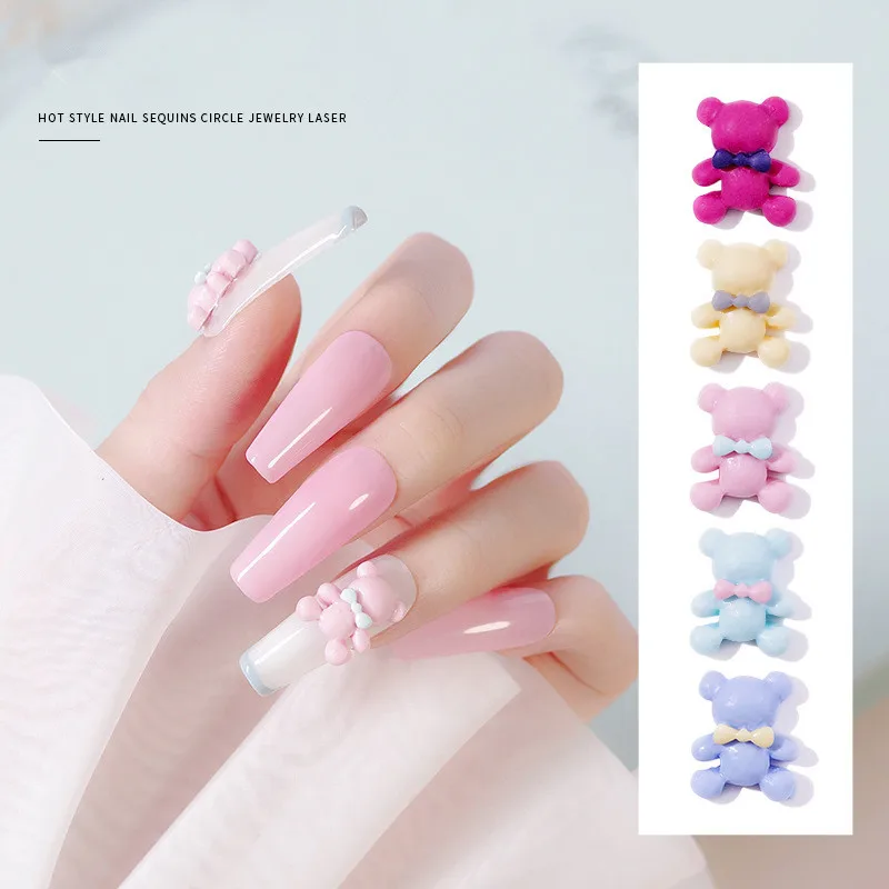 

10Pcs/lot 3D Bear Nail Art Decorations Acrylic Jewelry Decors Tips Nails Manicure Accessorie Tool