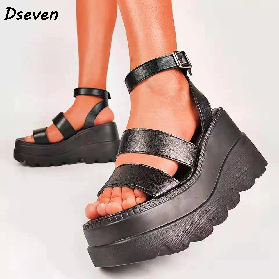 

Сандалии женские на высокой платформе, босоножки-гладиаторы на танкетке, пляжная обувь для отдыха, лето