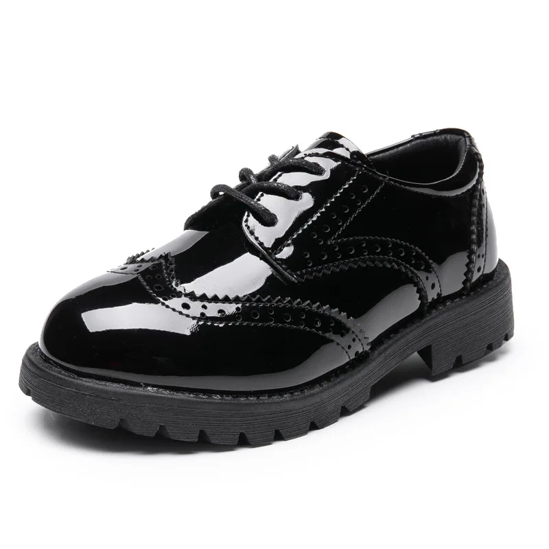 Kids Leather Shoes Boys Girls Show New Fashion Spring Summer Shoes Black Color Soft Bottom Flat Heels Comfortable Leather Shoe