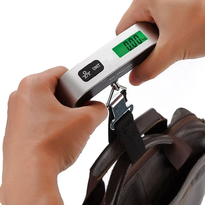 

Backlight LCD Display Luggage Scale 110lb/50kg Electronic Balance Digital Postal Luggage Hanging Scale with Rubber Paint Handle