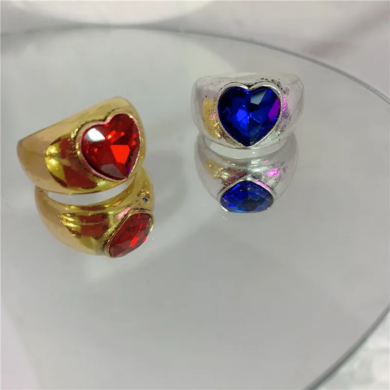 

Love Gem Ring Retro Old Texture Personality 2021 New Atmosphere Fashion Antique Gold Index Finger Ring Female