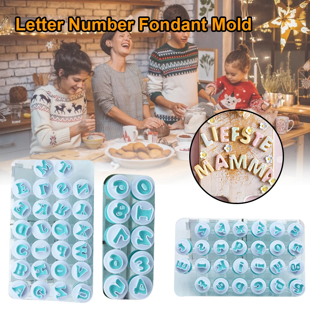 

26pcs English alphabet/digital numbers spring fondant cake mold chocolate biscuit plastic mold Home kitchen DIY baking tools