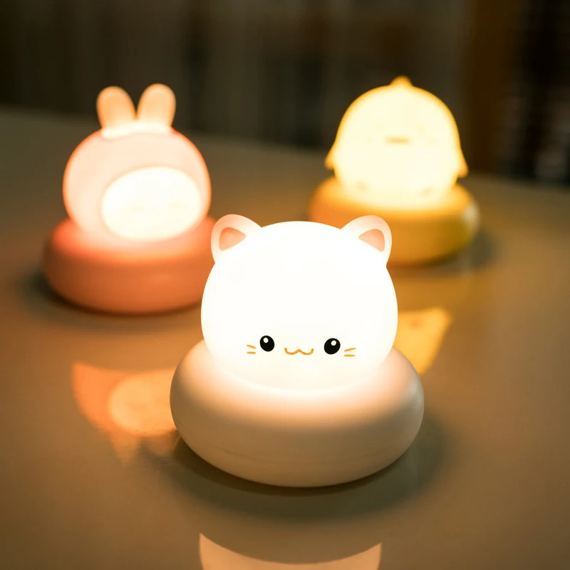 

1PC Cute LED Night Light Silicone Touch Sensor 7 Colors Cat Night Lamp Kids Baby Bedroom Desktop Decor Ornaments LED Night Light
