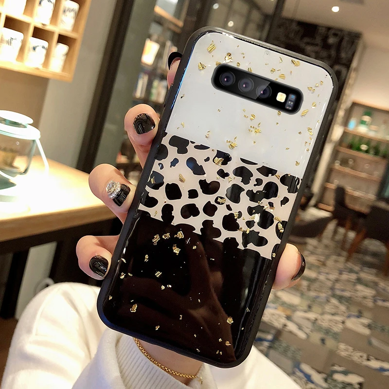 Золото Фольга с леопардовым принтом мягкий чехол из ТПУ с принтом "для samsung Galaxy A50 A70 A30 A20 A10 A60 A80 S8 S9 S10 плюс S10e S7 Edge Note 9 8 10 Pro крышка