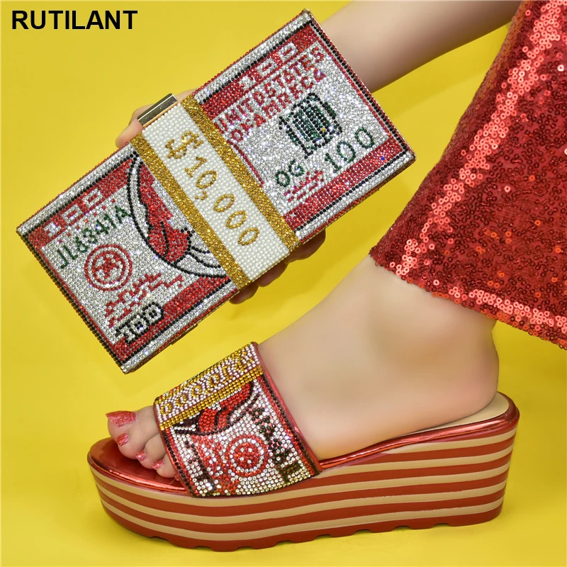 Итальянская женская обувь и сумка в комплекте украшенные стразы Женские