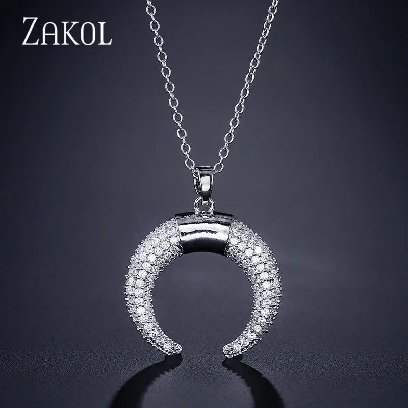 ZAKOL новые модные изысканные ожерелья с кулоном в виде Луны из Кубического