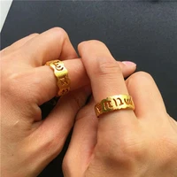 new rings for women men 24k gold ring hollow sanskrit letter gold rings party wedding engagement jewelry wholesale