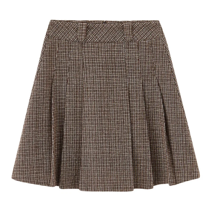 

Plaid Pleated Women's Skirt Winter Half Skirt High Waist College Style Girl