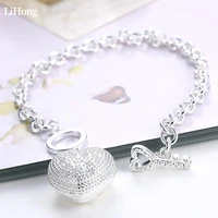 heart key charm bracelet silver 925 jewelry fashion women bijoux gift high quality bracelet bangles