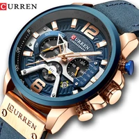 curren casual sport watches for men blue top brand luxury military leather wrist watch man clock fashion chronograph wristwatch