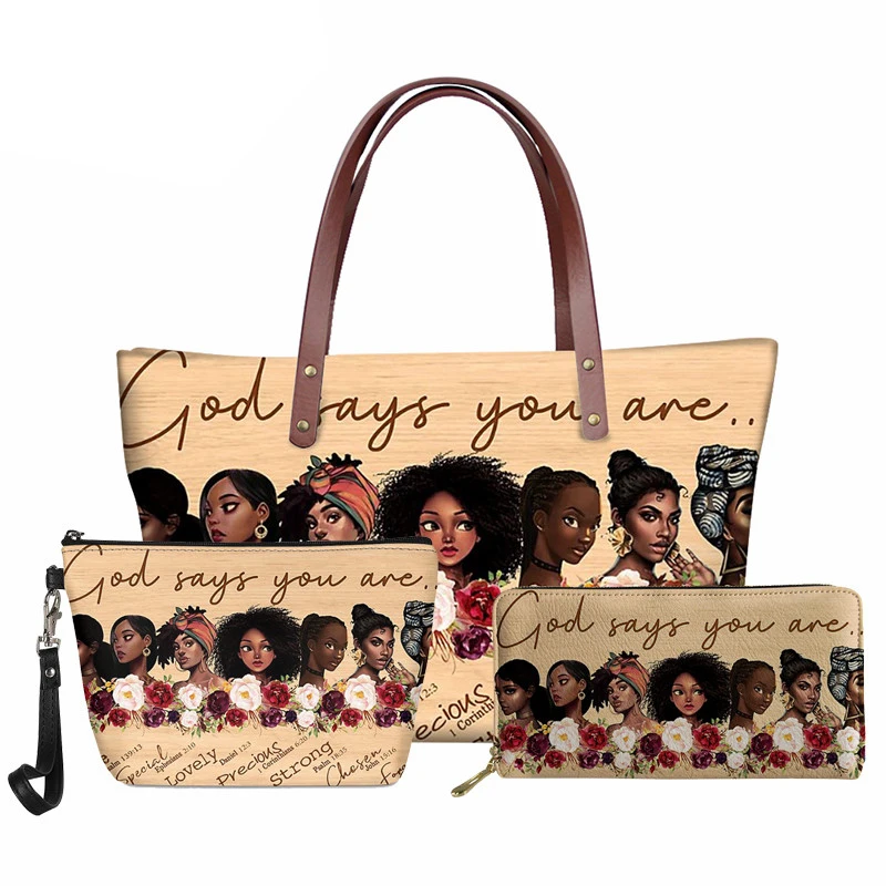 

Стильные сумочки, африканская королева, американская женская сумка-тоут с художественным дизайном, сумка на плечо для дам, кошелек с верхне...