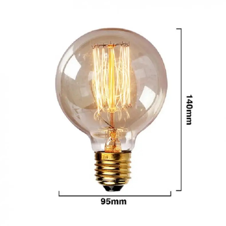 

40W 110V-220V G95 Round Edison Squirrel Cage Filament Bulb Screw Vintage Light Bulb