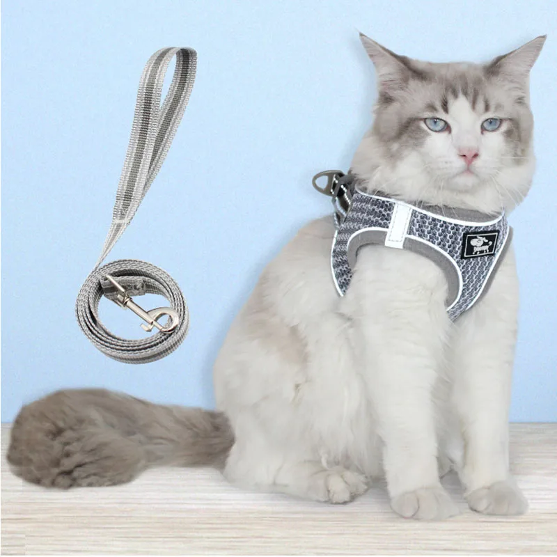 

Регулируемый поводок для собаки кошки, жилет для прогулок, мягкий поводок для щенков, ошейник для щенков, нейлоновая сетка, поводок для мале...