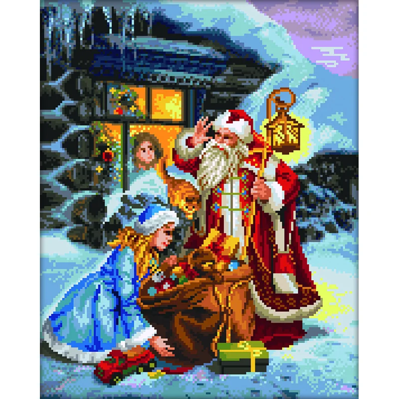 

Алмазная вышивка, креативная круглая Алмазная картина Санта-Клаус и подарок, алмазная живопись ручной работы, украшение для дома, мозаика, и...