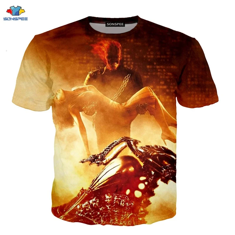 SONSPEE/Новинка футболка с сахарным черепом Мужская модная хвостом пламенем рыцаря