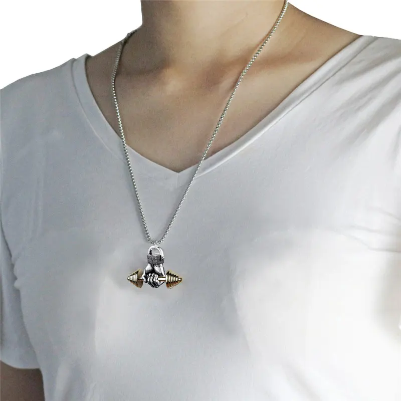 Кулон в стиле хип-хоп длинная цепочка ретро кулак кулон форме гири из нержавеющей