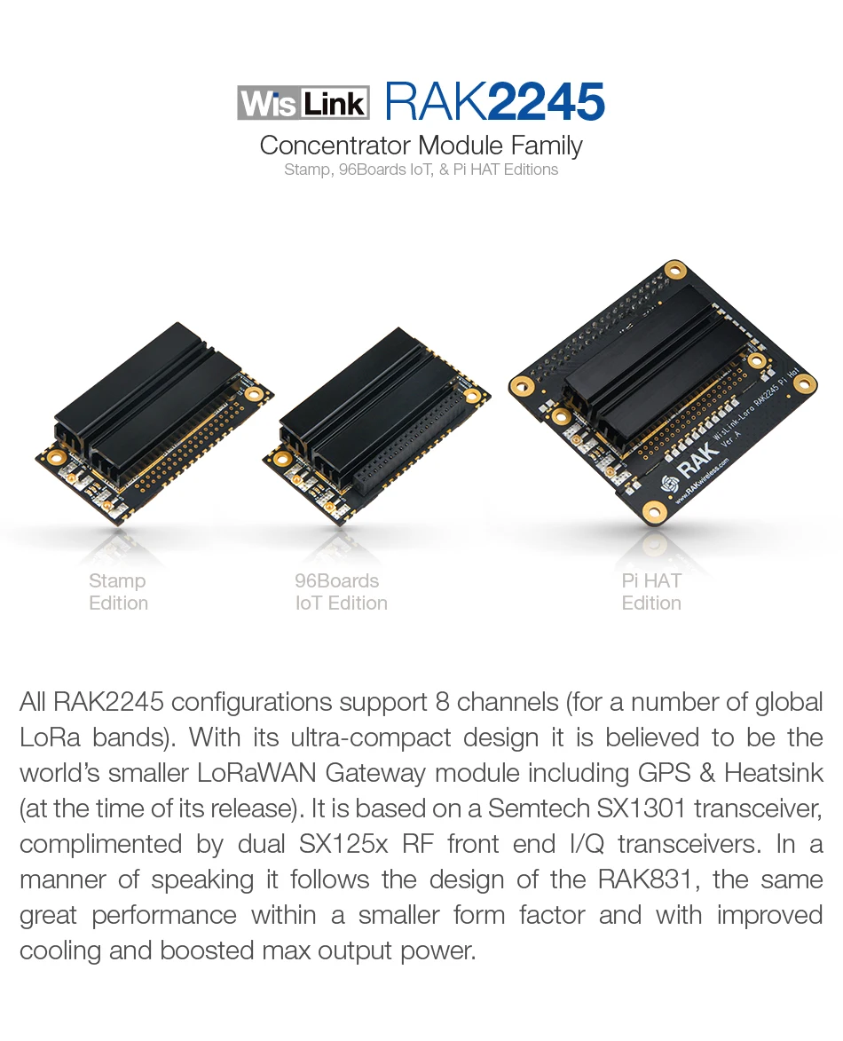 RAK Lora RAK2245 Pi HAT RAK831 SX1301 WisLink LoRa IoT шлюз концентратор модуль Raspberry Pi gps антенна iPEX Разъем