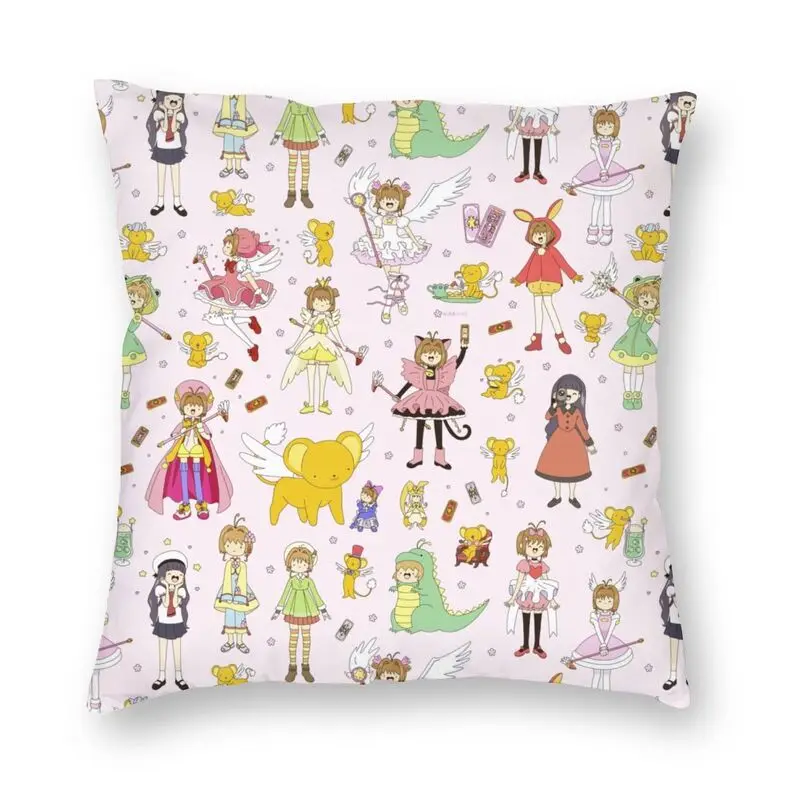 

Cardcaptor Sakura Doodle Cushion Cover 40x40cm Decoration Printing Japanese Manga Anime Throw Pillow Case for Car Two Side