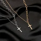 Асимметричная золотая цепочка ожерелье с подвеской-крестиком с минималистский ожерелье длиной до ключиц с подвесками для мужские и женские носки в стиле хип-хоп украшения, подарки, аксессуары