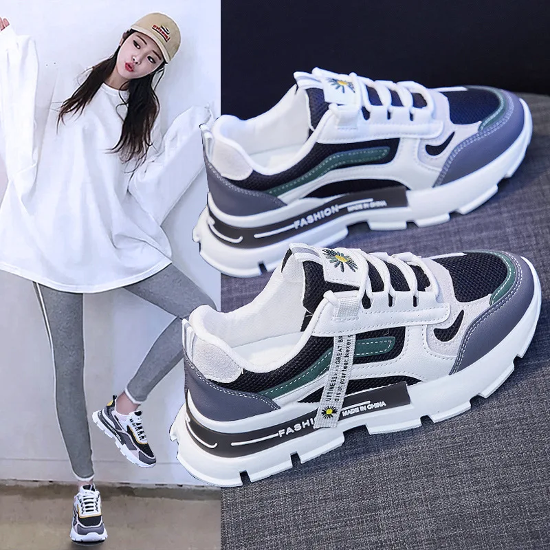 

Korean Platform Sneakers Women Shoes Thick Bottom Chunky Sneakers Breathable Mixed Colors Slip On Casual Shoes Woman