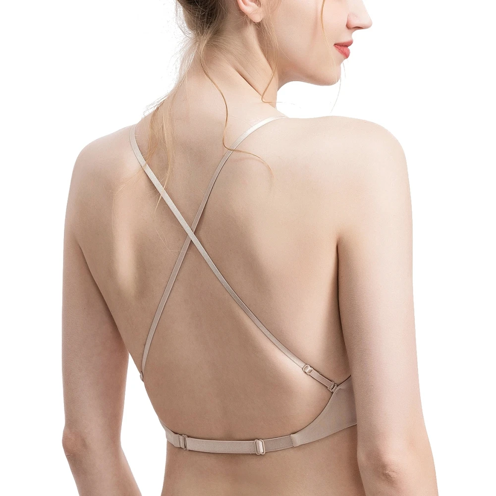 

Women's Non-wireless Bra Triangle Cup Removable Padded Non-wireless Pull-on Three Styles Sexy Beauty Back U-Shape Backless
