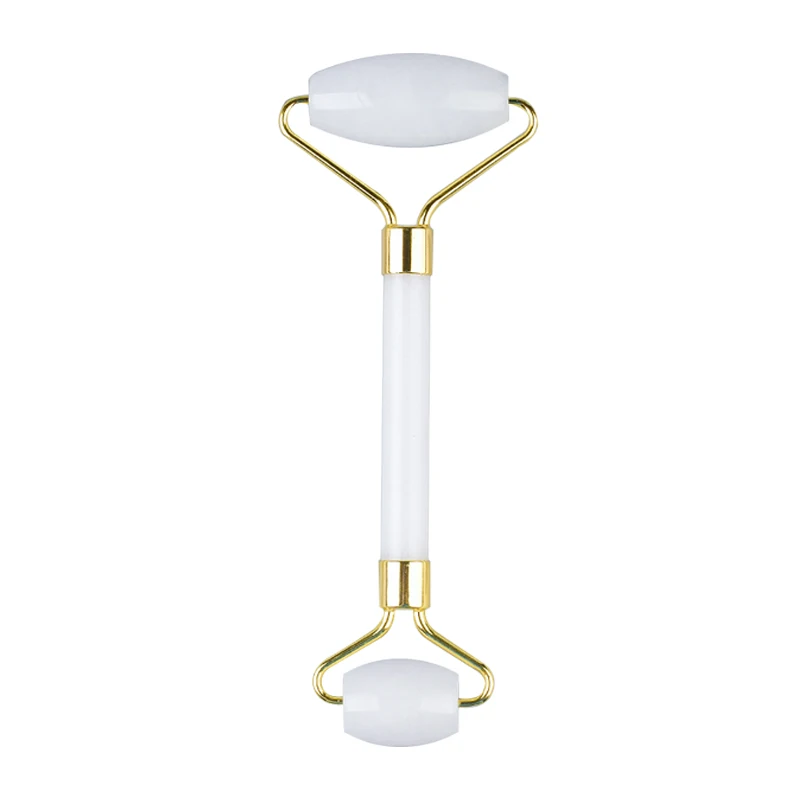 2 в 1 нефритовый ролик и массажер гуаша из натурального белого камня подарочной