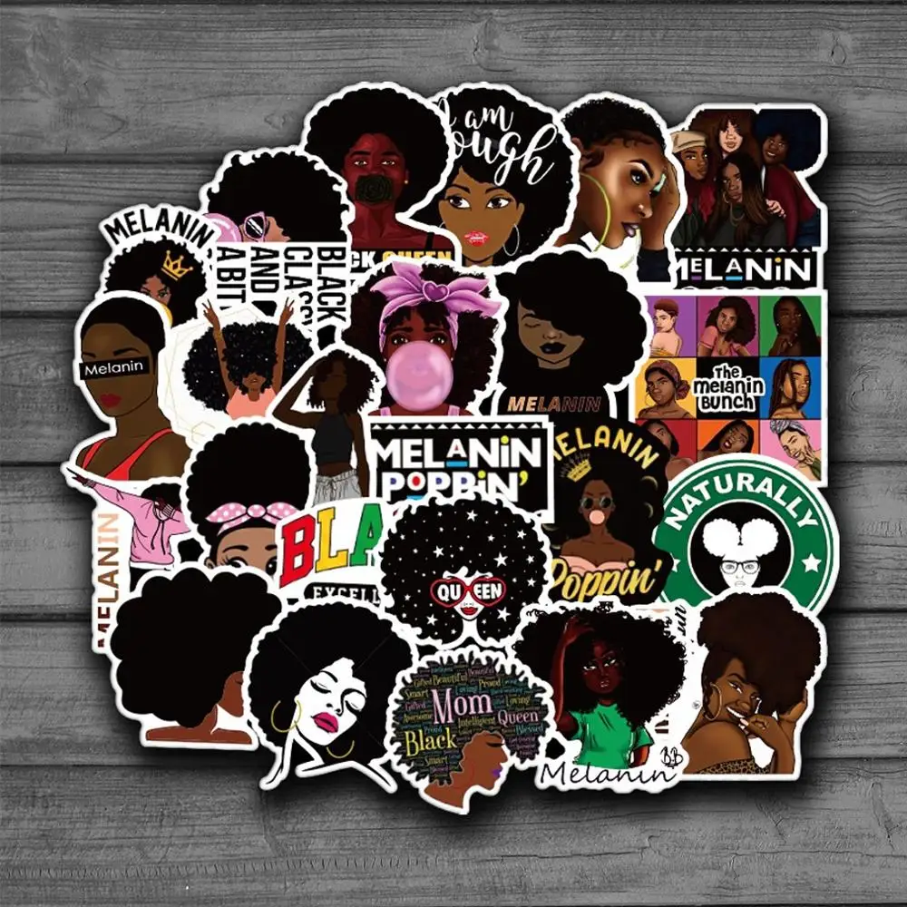 50 шт. модные Вдохновенные меланина попсовое черная девочка наклейки для DIY багажа