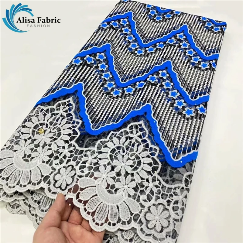 

Nigerian Tulle Fabrics 5 Yards/lot African Lace Fabric With Stones 2021 High Quality Embroidery French Net lace For Women Dress