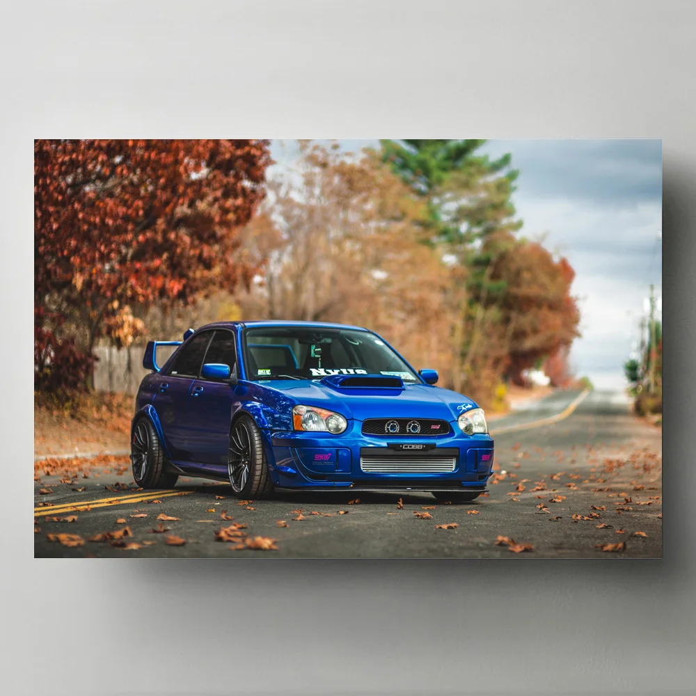 Современные художественные плакаты и принты Subaru Impreza STI Blue спортивный автомобиль