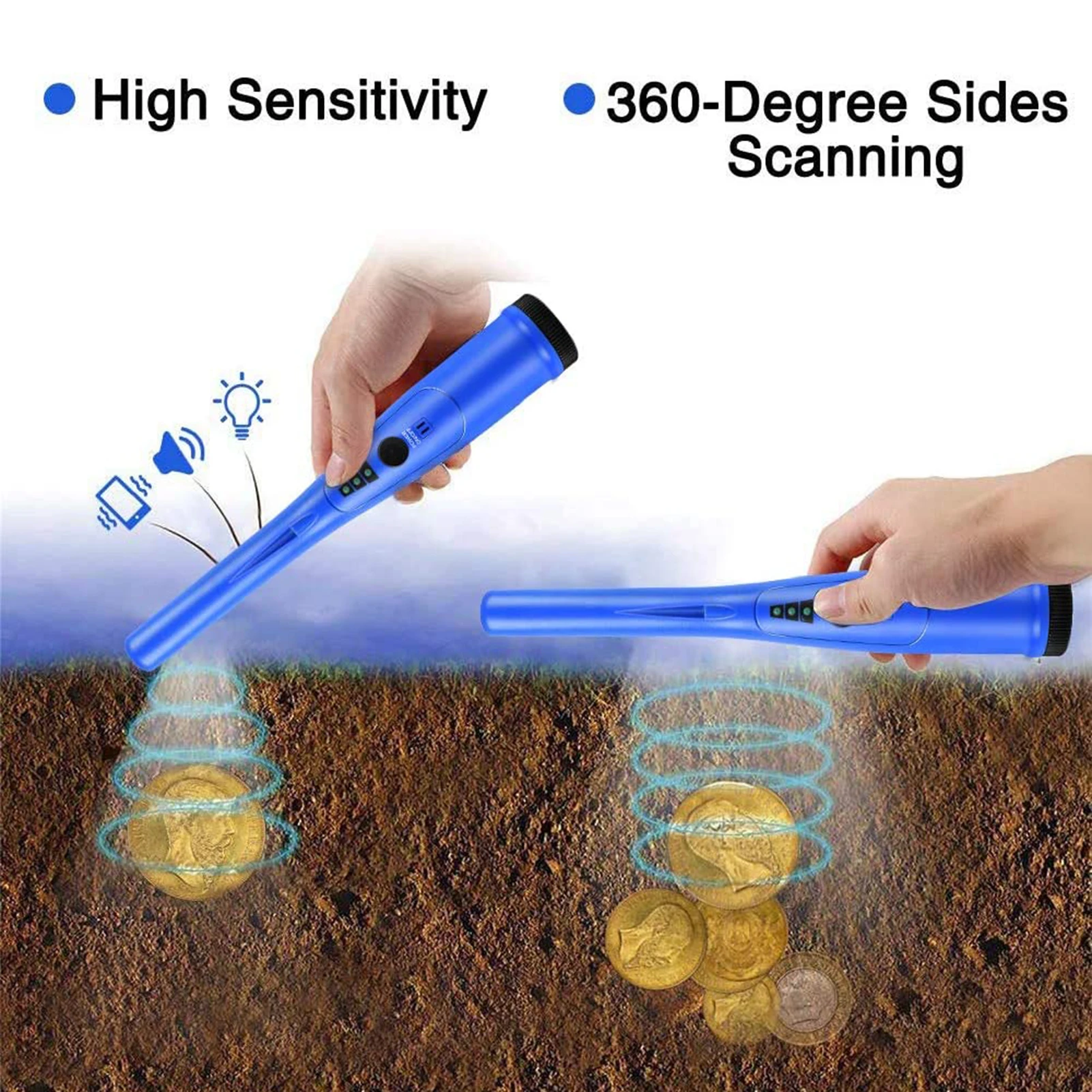 Ручной металлоискатель водонепроницаемый Высокочувствительный детектор для