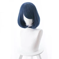 tachibana rui cosplay wigs anime domestic lover 33cm dark blue short bob lolita heat resistant synthetic hair perucas