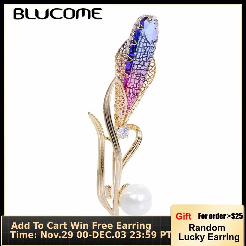 Blucome модная брошь с искусственным жемчугом цветная циркониевая медная булавка