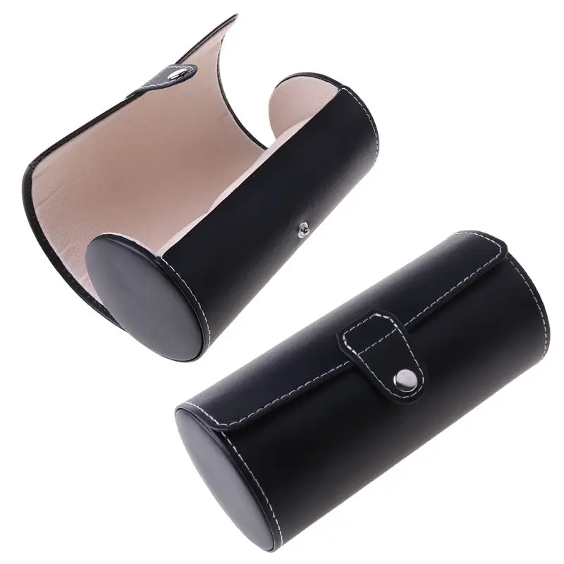 

Durable Leather Barrel Style Carrying Case Travel Display Box Storage Bag for Watch Jewellery Holder Accessories