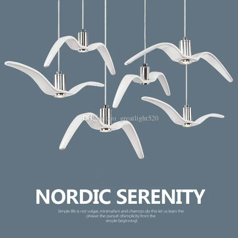 Nordic Resin Seagull LED Pendant Light Sky Freedom Bird Seagull Silhouette Lamp  living room  bedroom decor