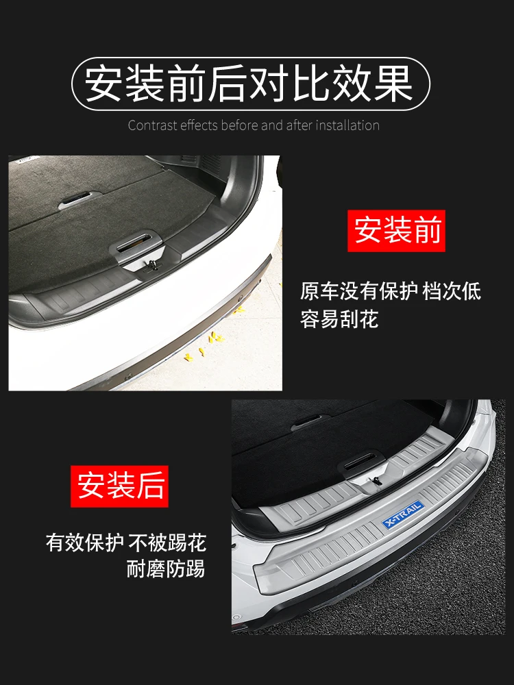 

For Nissan X-trail T32 2017 2018 2019 2020 Stainless Steel Scuff Plate/door Sill And Rear Bumper Protector Sill