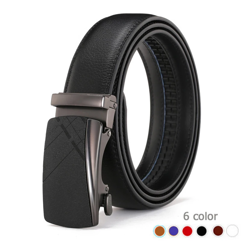 Ремень мужской из натуральной воловьей кожи пояс с автоматической пряжкой