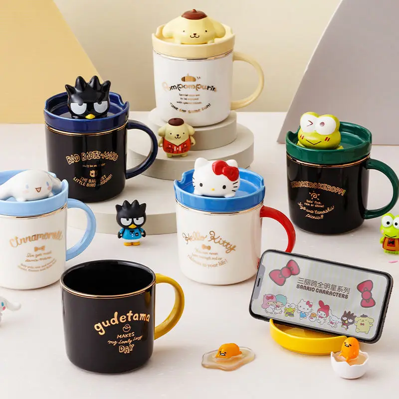 

TAKARA TOMYHelloKitty Mobile Phone Holder Cup Personality Creative Ceramic Mug Cute Cartoon Men and Women Drinking Cup with Lid