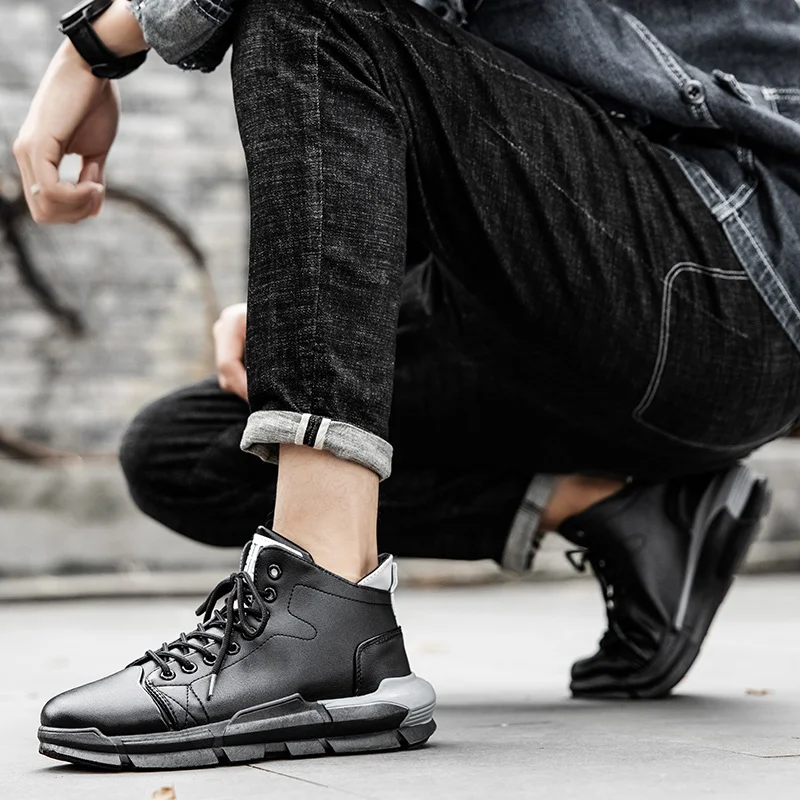 

Hightop Sneakers Men's High Top Sneakers Shoes For Men Leather Zapatillas Casual Hombre Zapatos Cuero Mens Boots