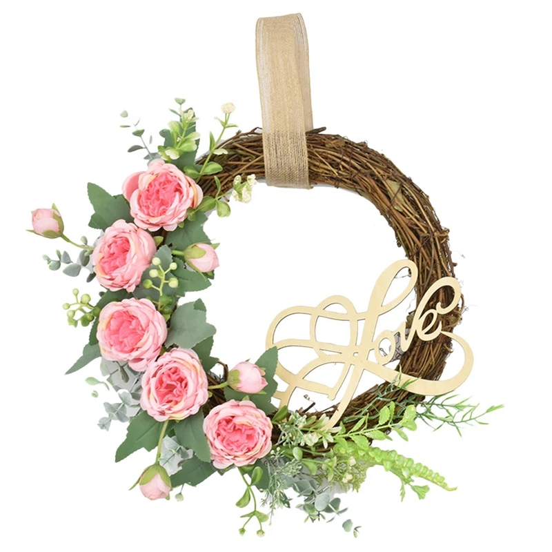 

Artificial Peony Wreath Mother's Day Wreath for Front Door Wedding Arch Party Wall Window Garden Office Home Decor