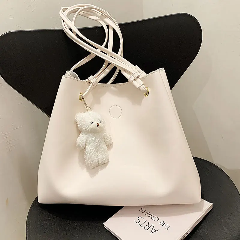 

Soft Pu Leather Female Handbags Large Capacity Solid Color Ladies Tote Female High Quality Bucket Women Shoulder Hand Bag 2021