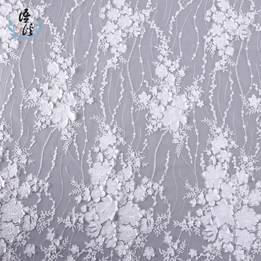 5 ярдов новый трехмерный узор вышивка ткань лазерная вышитая кружевная сетка