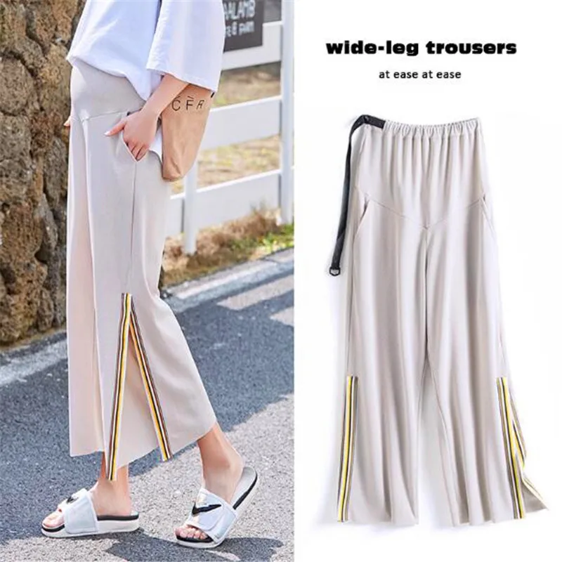 2020 Summer Fashion Pregnant Women Wide-Legged Pants Leisure sports side split