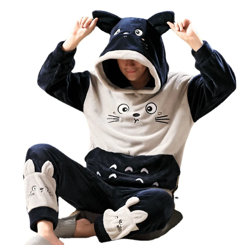 

Long Sleeve Warm Flannel Pajamas Winter Men Pajama Sets Print Thicken Sleepwear Pyjamas Plus Size 4XL 5XL 95kg Nightwear Set
