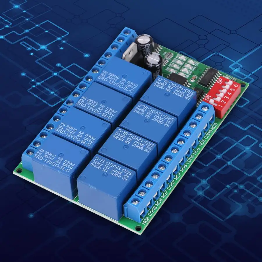 DC 12V 8 Channel RS485 релейная команда Программируемый Модуль управления, ассортимент