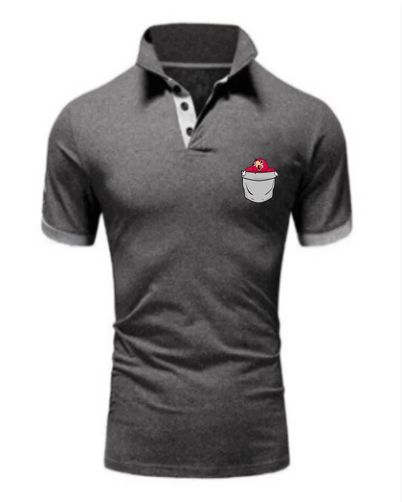 Мужская рубашка-поло с коротким рукавом карманами | одежда