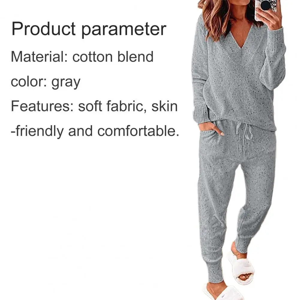 

Pant Sets 1 Set Tracksuit V Neck Long Sleeve Cotton Blend Spring Autumn fashion Sportswear for Women Women's Clothing 2021