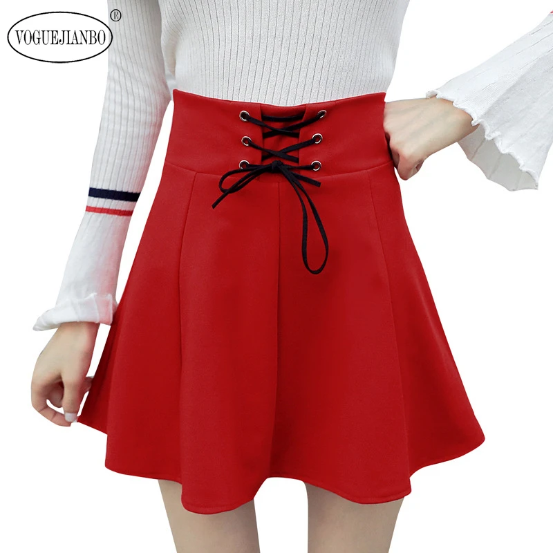 Женская атласная юбка с бантом красная трапециевидная весна 2020|Женские юбки| |