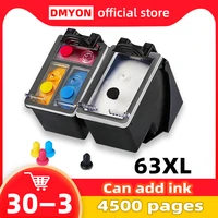 dmyon 63 xl ink cartridge compatible for hp 63 for officejet 3833 5255 5258 4520 4650 3830 3831 deskjet 2130 1112 3632 printer