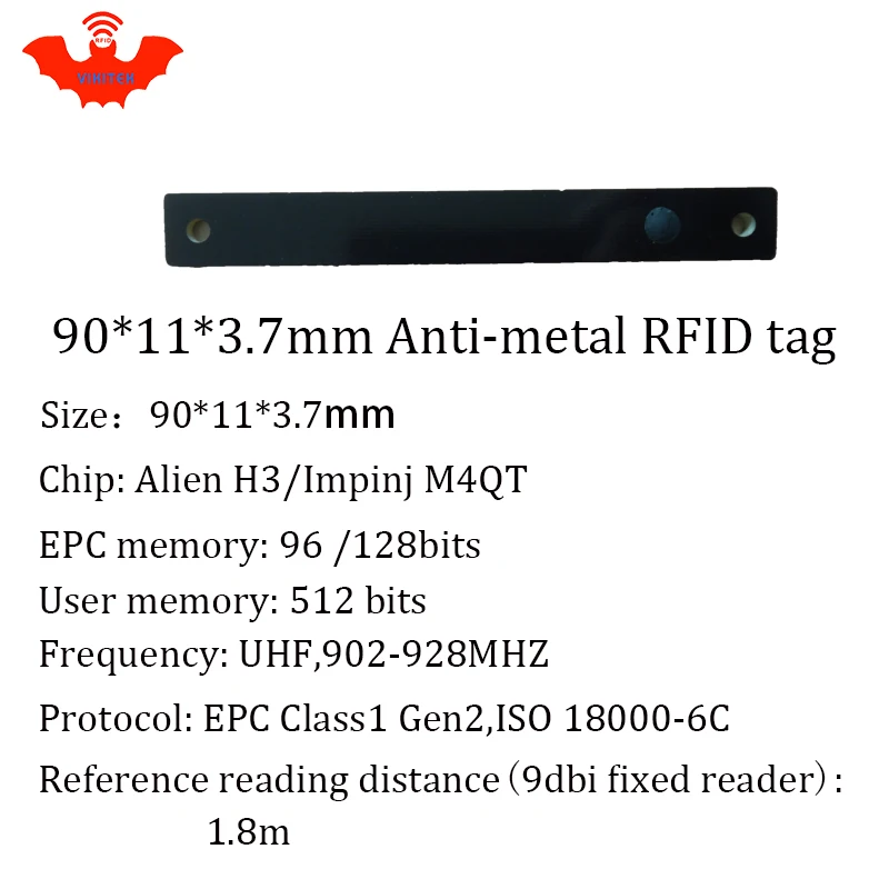 UHF RFID Анти-металлическая метка 915 МГц 868 Alien Higgs3 EPCC1G2 6C 90*11*3 7 мм стеллаж для хранения